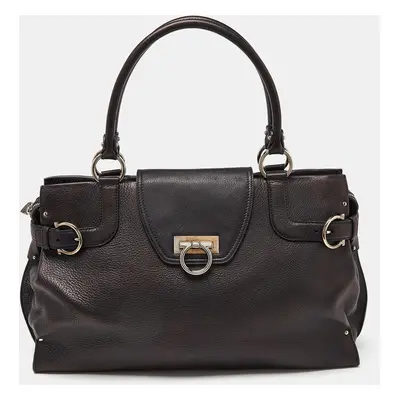 Salvatore Ferragamo Black Leather Virna Tote