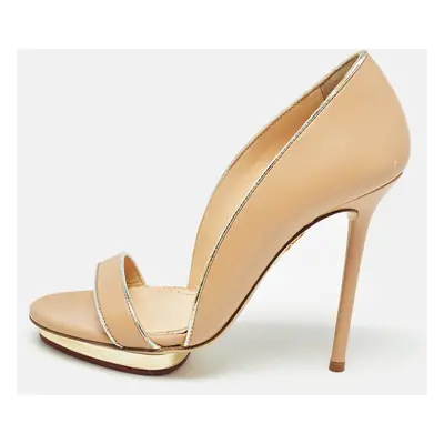 Charlotte Olympia Beige Leather Christine Pumps Size 36.5