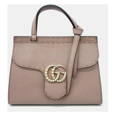 Gucci Beige Leather GG Marmont mini shoulder bag