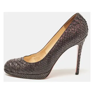 Christian Louboutin Brown Python Leather New Simple Platform Pumps Size 40.5