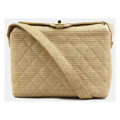 Chanel Beige Gold Raffia Shoulder Bag