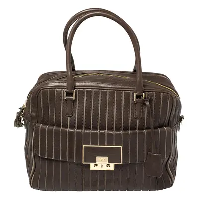 Anya Hindmarch Brown/Grey Leather And Suede Bowling Bag