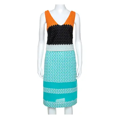 Missoni Blue Crochet Knit Sleeveless Dress