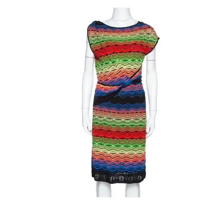 M Missoni Multicolor Wavy Linen Blend Knit Sleeveless Dress