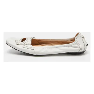 Tod's White Leather Bow Ballet Flats Size 39.5