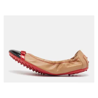 Tod's Brown Leather Scrunch Ballet Flats Size