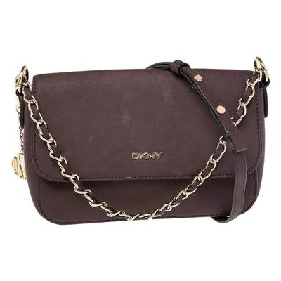 DKNY Burgundy Leather Bryant Park Flap Shoulder Bag