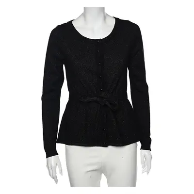 Moschino Cheap and Chic Black Lurex Knit Button Front Cardigan