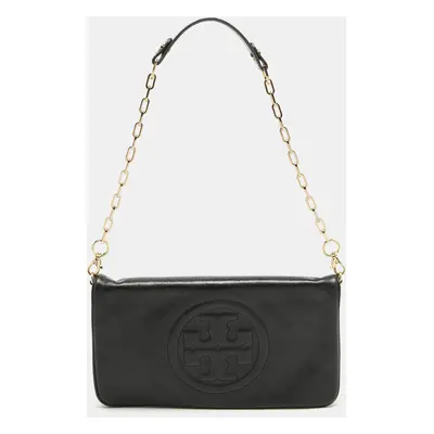 Tory Burch Black Leather Reva Chain Flap Bag