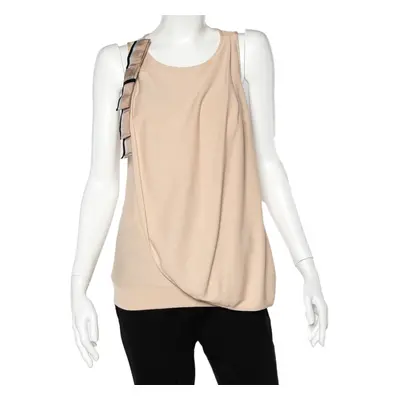 Emporio Armani Beige Knit Overlay & Bow Detail Tank Top