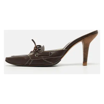 Tod's Brown Leather Bow Mules Size