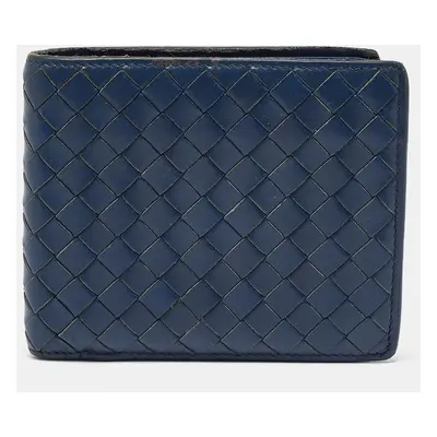 Bottega Veneta Blue Intrecciato Leather Bifold Wallet