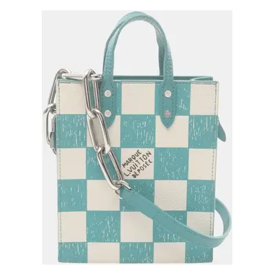 Louis Vuitton Leather Green White Sac Plat Damier Checkerboard Handbag