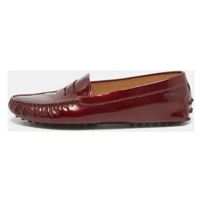 Tod's Burgundy Patent Leather Penny Loafers Size 37.5