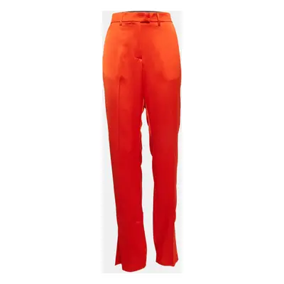 MSGM Orange Satin Straight Cut Trousers