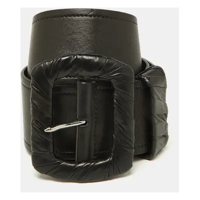 Prada Black Leather Wide Waist Belt