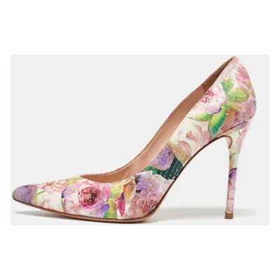 Stuart Weitzman Multicolor Snakeskin Leather Floral Print Pumps Size