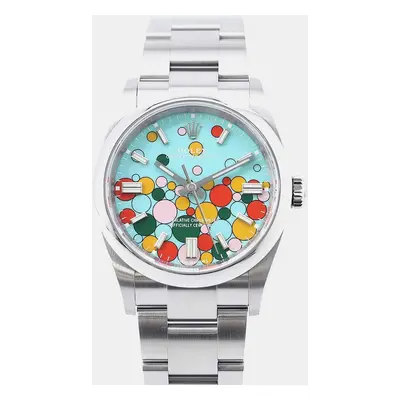 Rolex Turquoise Stainless Steel Oyster Perpetual Automatic Men's Wristwatch mm