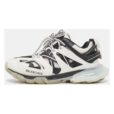 Balenciaga White/Black Leather And Mesh Track Sneakers Size