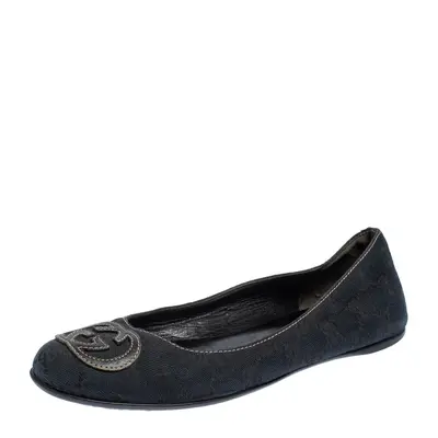 Gucci Dark Blue GG Canvas Interlocking GG Ballet Flats Size