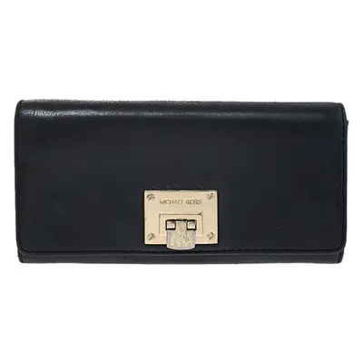 Michael Kors Black Leather Flap Continental Wallet