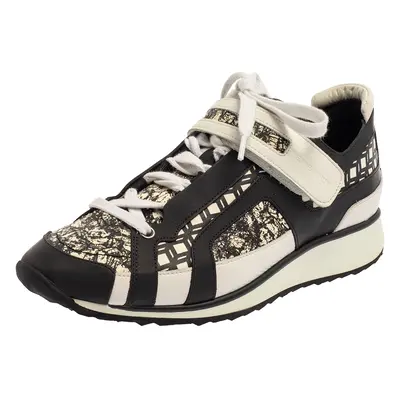 Pierre Hardy Monochrome Leather And Printed Python Low Top Sneakers Size