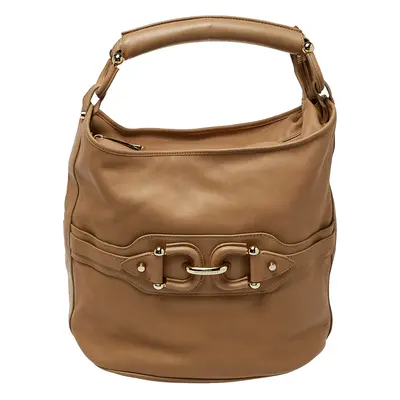 Burberry Beige Leather Horsebit Hobo