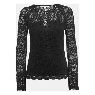 Diane von Furstenberg Black Lace Long Sleeve Top