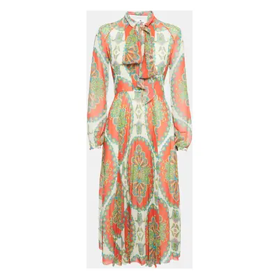 Etro Multicolor Paisley Print Pleated Midi Dress