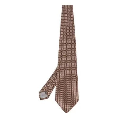 Christian Dior Brown Square Patterned Silk Jacquard Tie