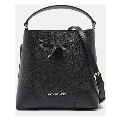 Michael Kors Black Leather Medium Mercer Bucket Bag