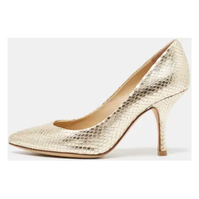 Giuseppe Zanotti Gold Snakeskin Embossed Leather Lucrezia Pumps Size