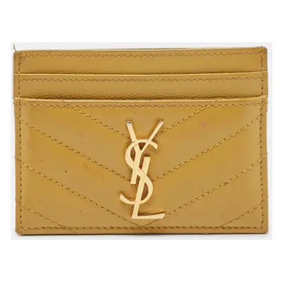 Saint Laurent Yellow Matelassé Leather Cassandre Card Holder