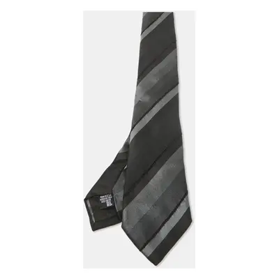 Emporio Armani Black Striped Silk Skinny Tie