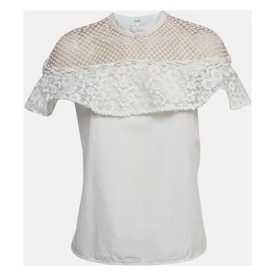 Self Portrait White Guipure Lace Detachable Yoke and Cotton Hudson Top