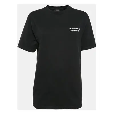 The Kooples Black Printed Cotton Jersey Crew Neck T-Shirt