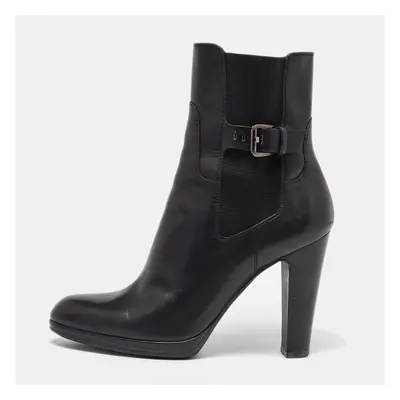 Sergio Rossi Black Leather Buckle Detail Ankle Boots Size