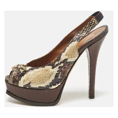 Fendi Multicolor Python Leather Fendista Platform Pumps Size 39.5