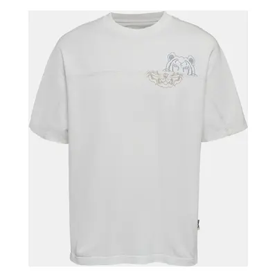 Kenzo White Tiger Print Cotton Knit T-Shirt