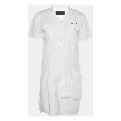 Dsquared2 White Cotton Button Front Shift Dress