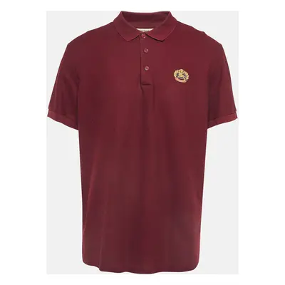 Burberry Maroon Cotton Pique Polo T-Shirt