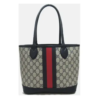 Gucci Beige Black Canvas Leather GG Bag