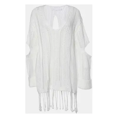 Jonathan Simkhai White Chunky Knit Rayna Cut-Out Poncho