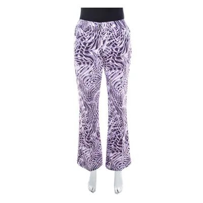 Escada Purple Abstract Print Cotton Flared Trousers