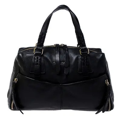 Cole Haan Black Leather Front Pocket Satchel