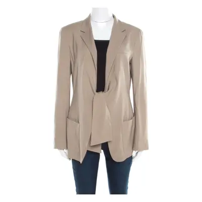 Max Mara Beige Wool and Silk Front Tie Detail Blazer