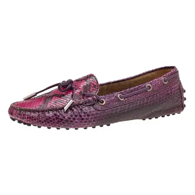 Tod's Multicolor Python Bow Slip On Loafers Size