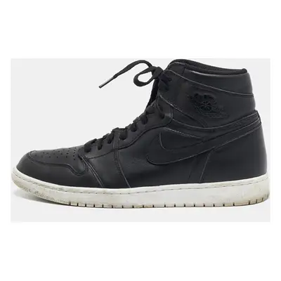 Air Jordan x Nike Black Leather Air Jordan Retro High Sneakers Size 45.5