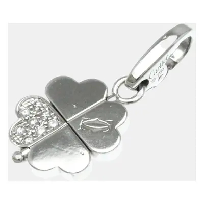 Cartier 18K White Gold and Diamond Leaf Clover Pendant Charm