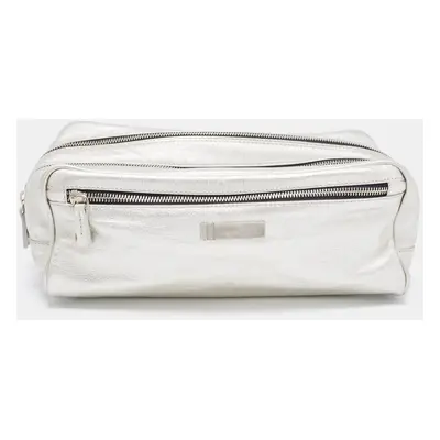 Gianfranco Ferre Silver Leather Oversized Pouch